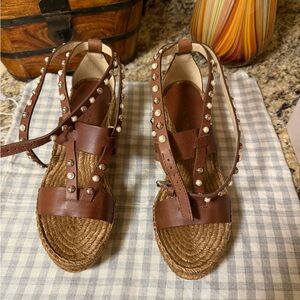 Jimmy Choo Brown Espadrille Sandals with Studs